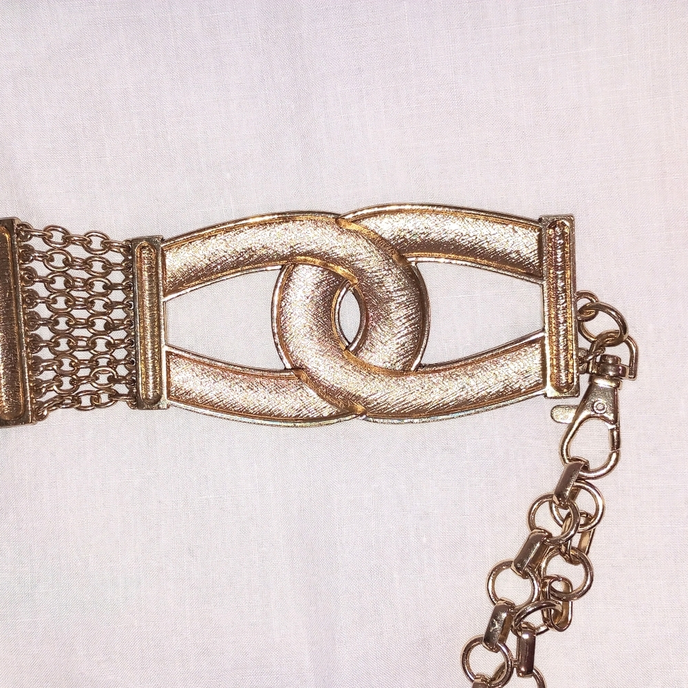 Chico's Antiqued Gold Tone Mesh Chain Belt Adjustable - Picture 7 of 9